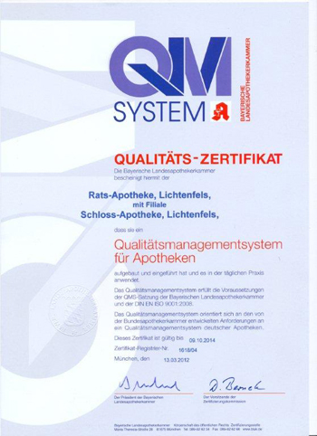 Qualitäts-Zertifikat